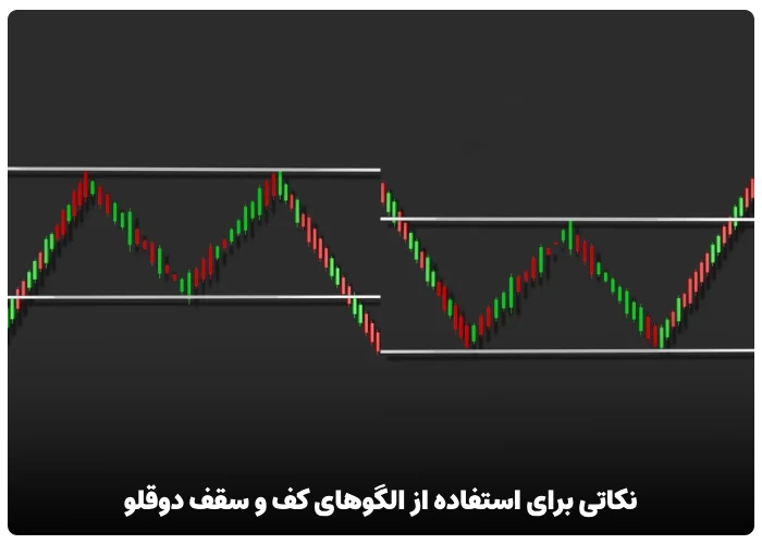 نکاتی برای استفاده از الگوهای کف و سقف دوقلو در معاملات