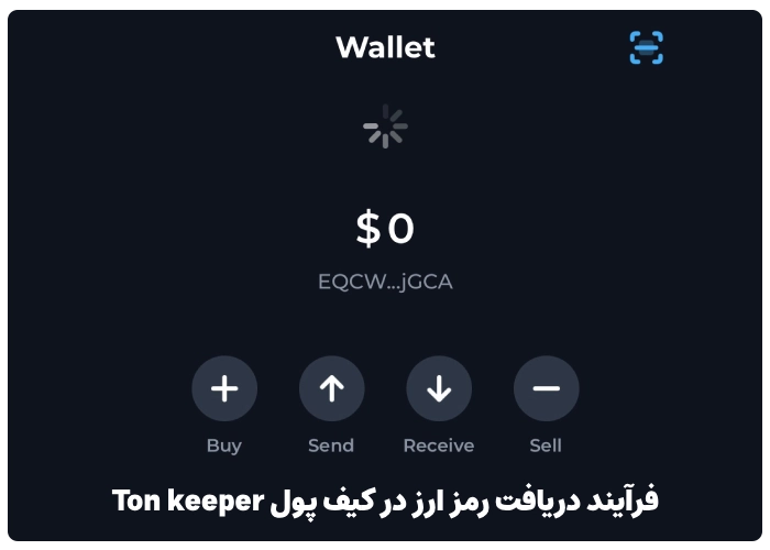 فرآیند دریافت رمز ارز در کیف پول Ton keeper