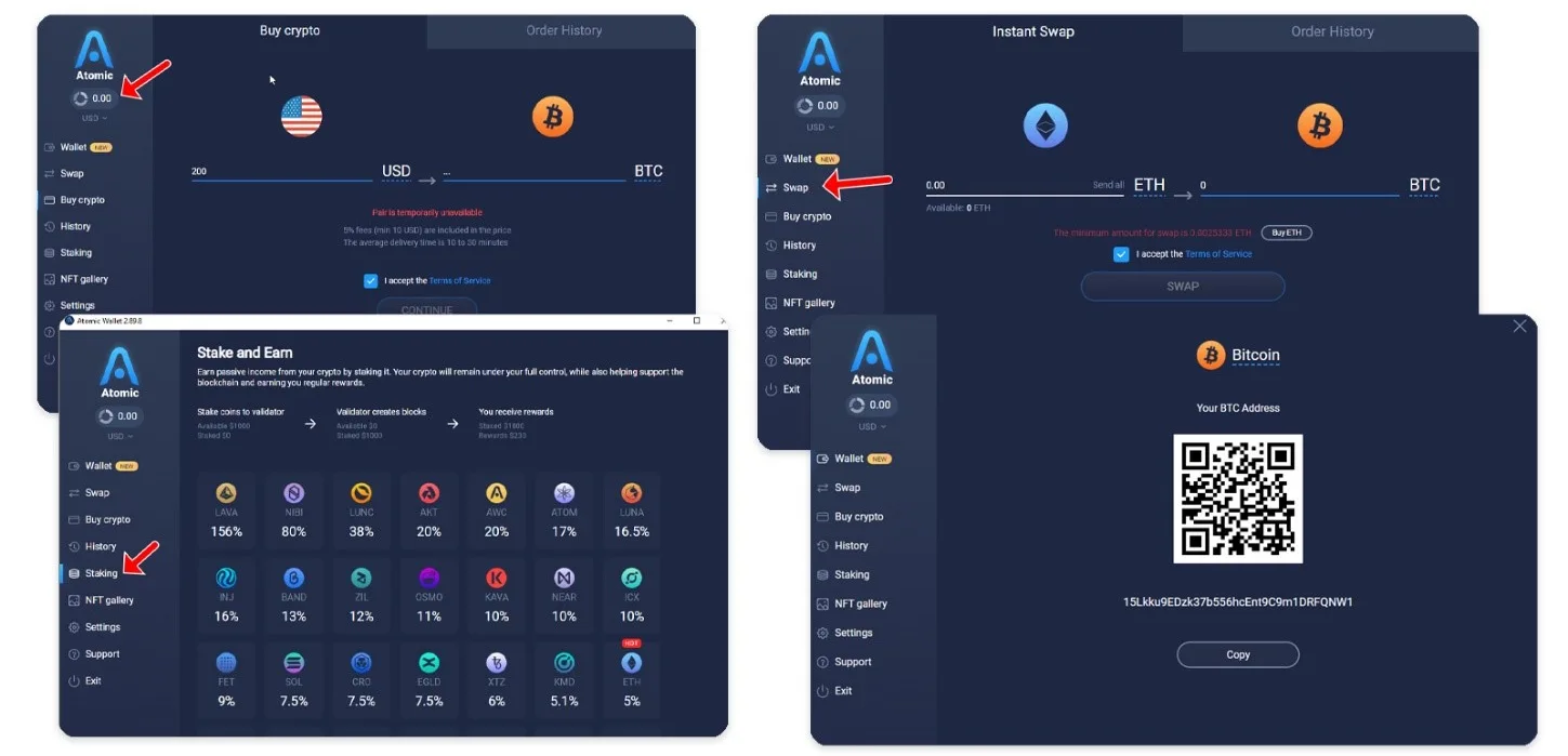 معرفی قابلیت های کیف پول Atomic