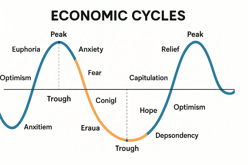 نمودار چرخه‌های اقتصادی از دید پل تودور جونز برای پیش‌بینی روند بازار